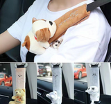 2 pcs  Cute Animal Fabric Seat Belt Covers | Pink Cat, Brown Dog, Teddy Bear