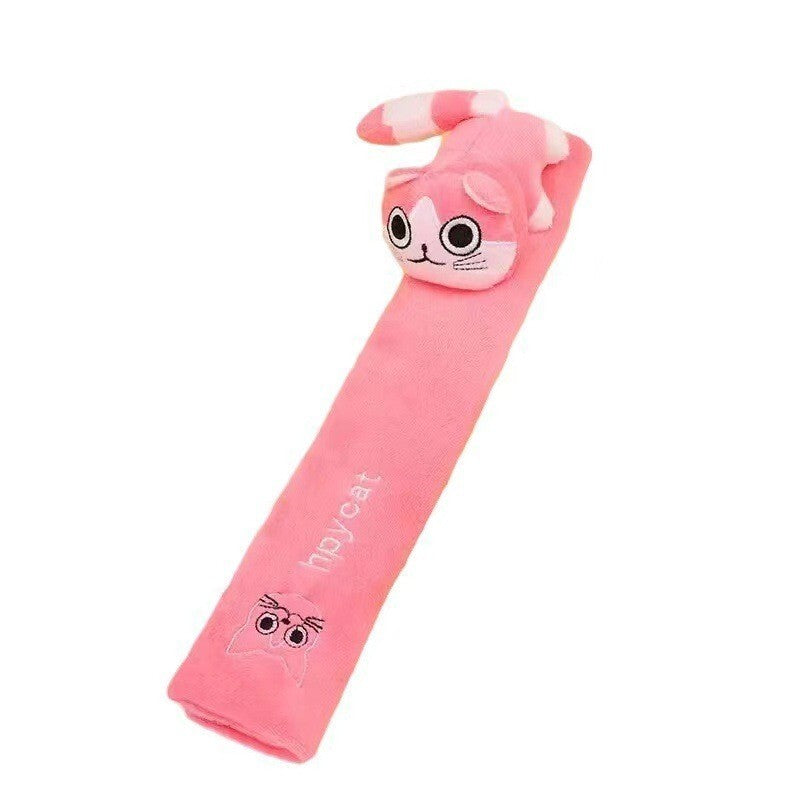 2 pcs  Cute Animal Fabric Seat Belt Covers | Pink Cat, Brown Dog, Teddy Bear
