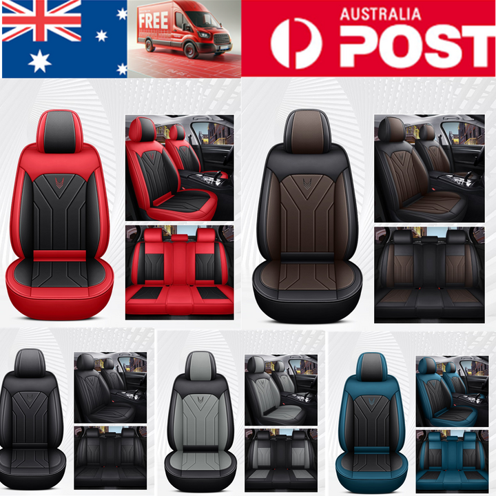 Car Seat Covers Full Set 5 Seat PU Leather Universal Fit Waterproof Breathable
