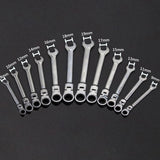 12 Pcs Metric 8-19mm Flexible Head Spanner Gear Ratchet Wrench Cr-V Steel Set
