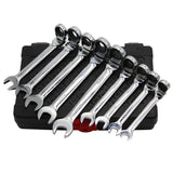12 Pcs Metric 8-19mm Flexible Head Spanner Gear Ratchet Wrench Cr-V Steel Set