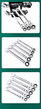 12 Pcs Metric 8-19mm Flexible Head Spanner Gear Ratchet Wrench Cr-V Steel Set